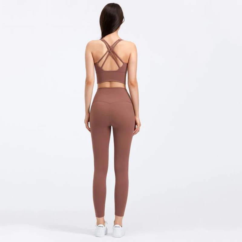 SHINBENE 31Colors 2Piece Hi Cloud Sports Bras Gym Fitness Sets Women Naked Feel High Waist Leggings Sport Suits Workout Sets