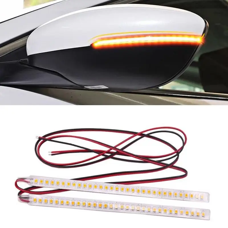 

Onever Car Rearview Mirror Indicator 28 LEDs Lamp Streamer Strip Flowing Turn Signal Lamp Amber Car Light Source Interior