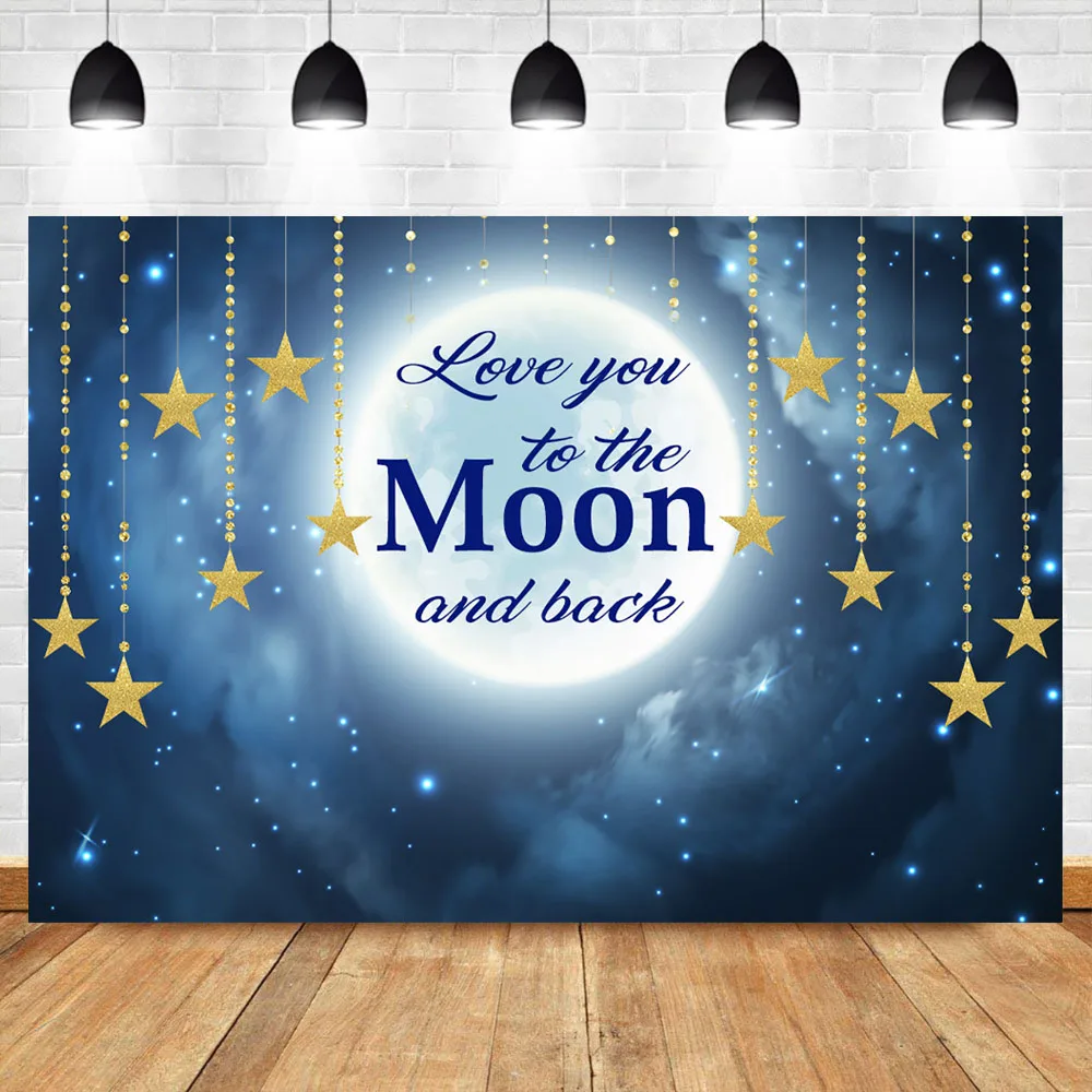 

MOCSICKA Love You to the Moon and Back Backdrop Baby Shower Newborn Twinkle Twinkle Little Star Backdrops Birthday Background