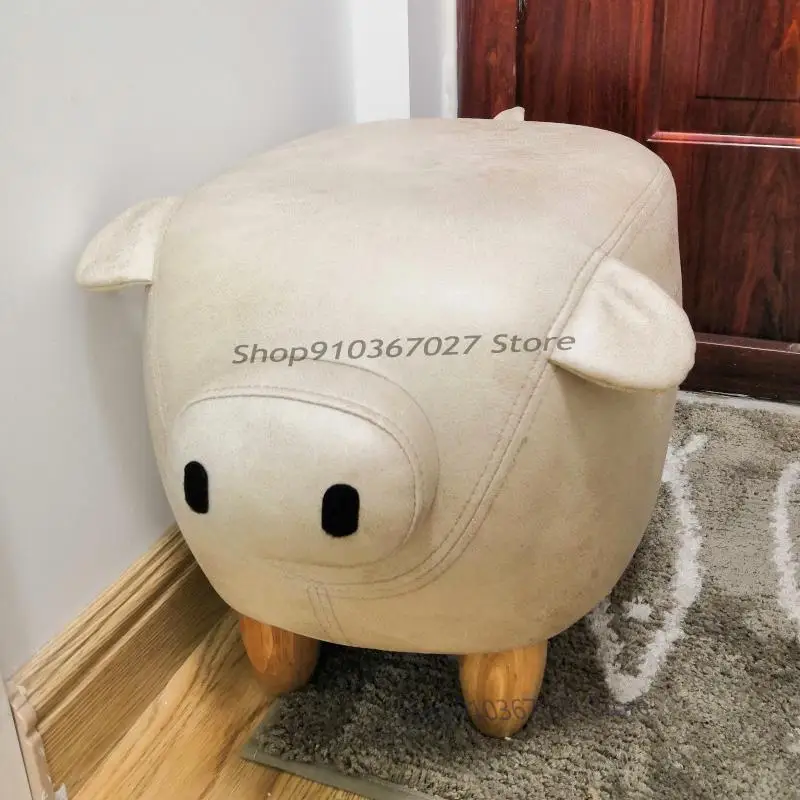 Креативный сменный стул для обуви домашний в виде свиньи ног из массива дерева