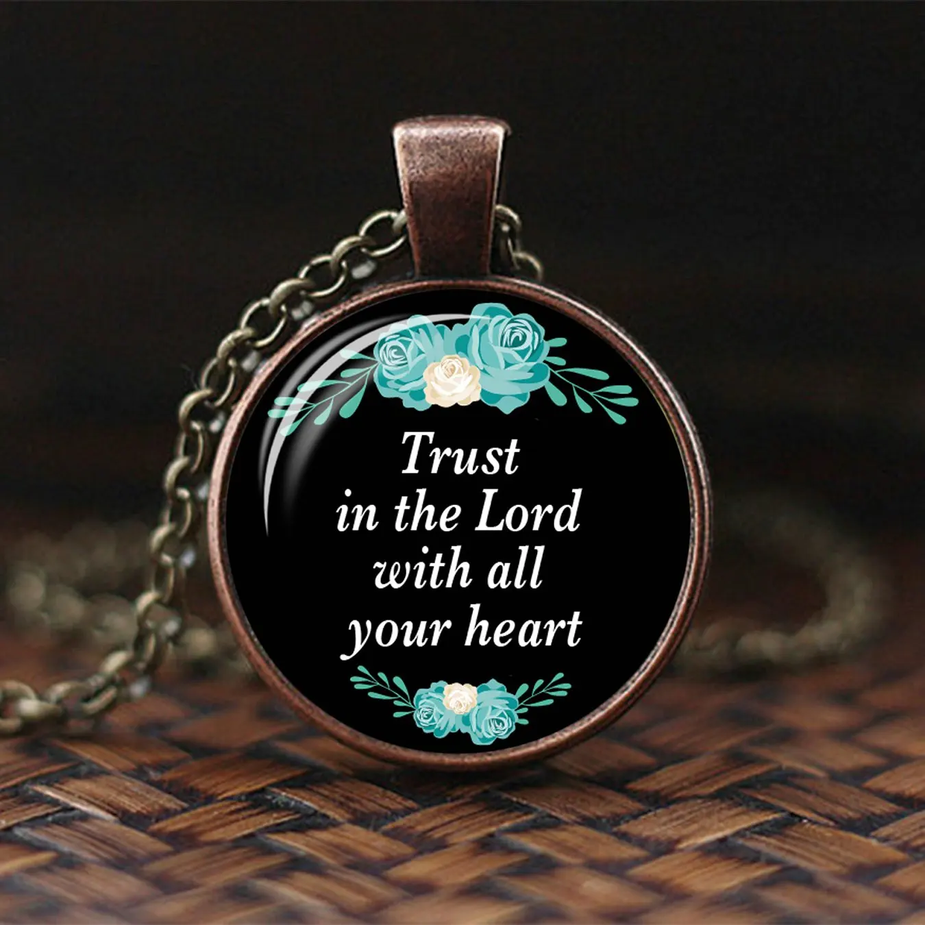 Цитаты ювелирные изделия Библия стихи стеклянный кулон ожерелье Бог Писание