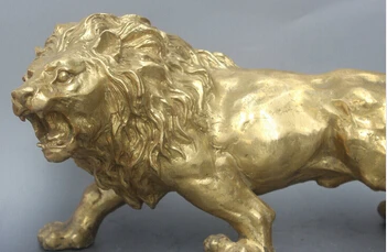 Бесплатная доставка &lt13 &quotКитайская народная фэн-шуй латунь свирепый лев статуя