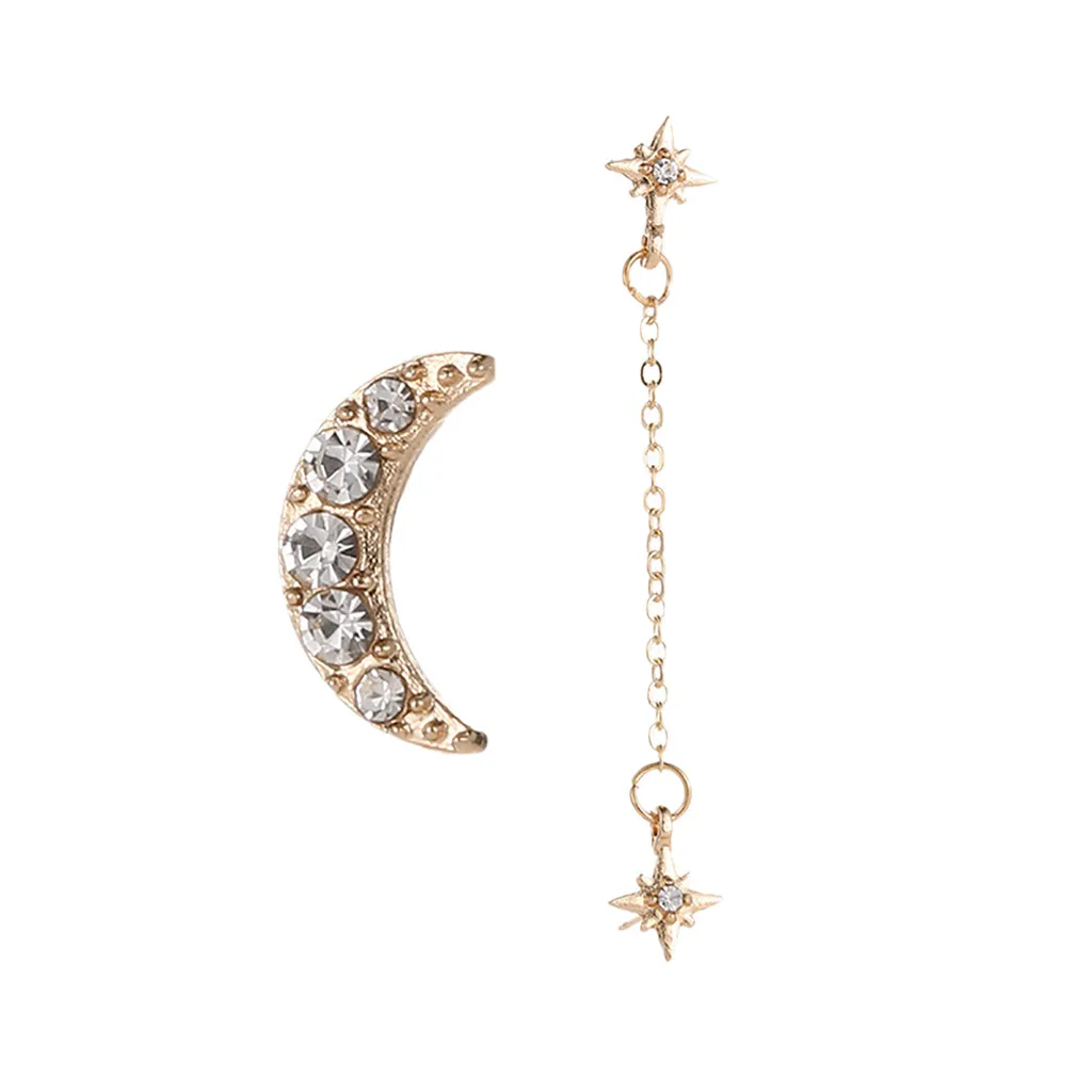 Statement Ear Stud Fashion Sweet And Cute Personality Creative Flash Drill Hollow Star Moon Earring Kolczyki Dla Kobiet | Украшения и
