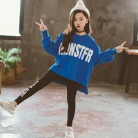 2021 new winter kids clothes suit girls autumn clothing korean casual big childrens letter sweater leggings 2pcs set for 4 13y