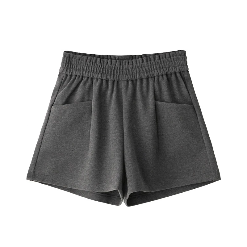 Осенние Женские однотонные шорты корейские шерстяные трапециевидной формы с