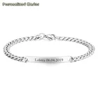 Персонализированные мастер индивидуальные текстовые браслеты Выгравированные ID Имя Бар из нержавеющей стали Снаряженная Цепь Гравировка слово Браслеты DIY ювелирные изделия