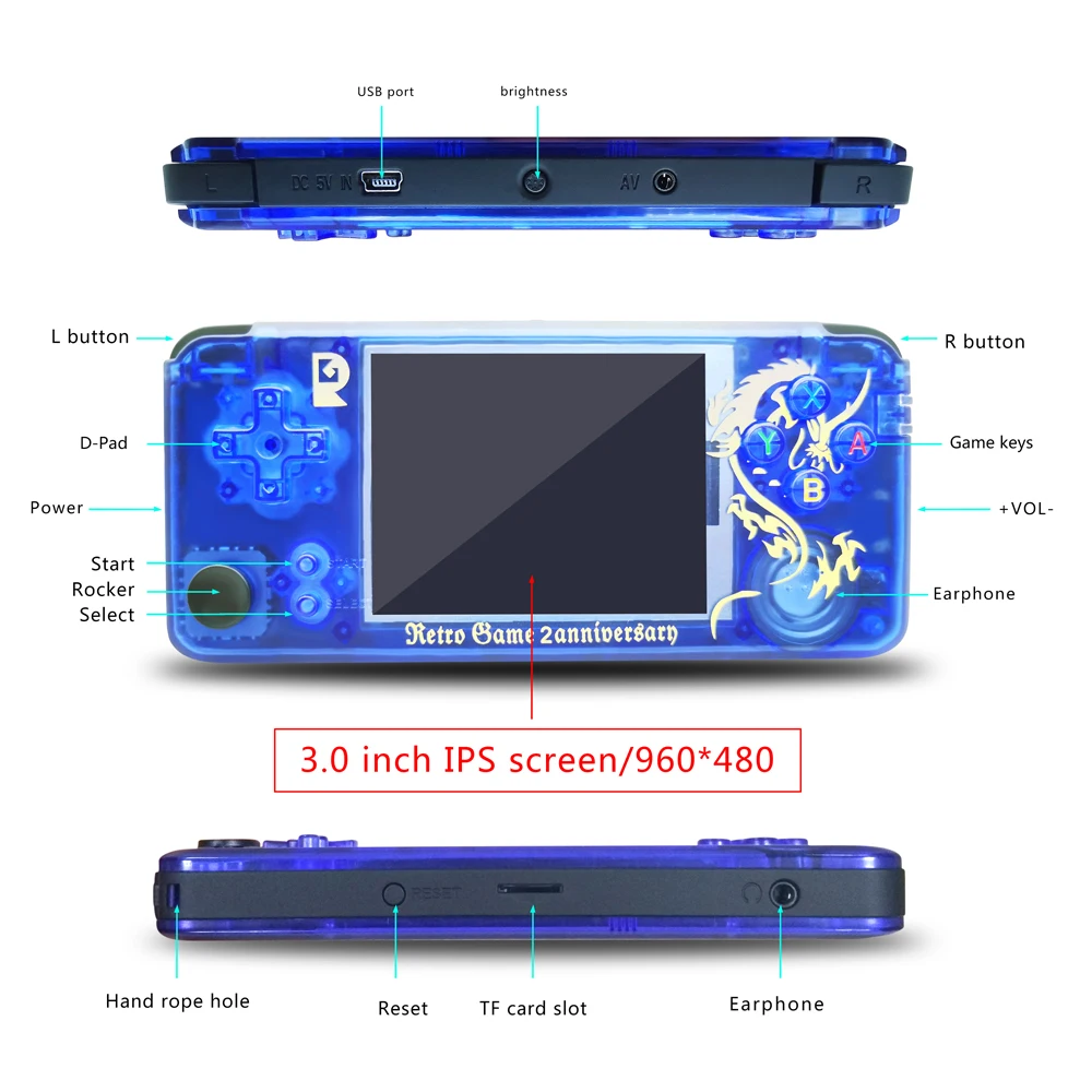Rs 97 Ретро Ограниченная серия игра плюс 2 юбилей видео 32G TF 3000 Кнопка Omron Игра Лучший