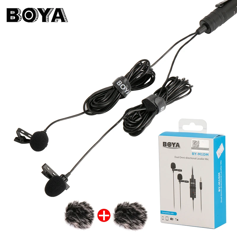 BOYA BY-M1DM двойной петличный микрофон BY-M1 микрофона всенаправленный клип-на лацкане видео микрофон для iPhone Canon Nikon DSLR