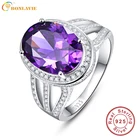 BONLAVIE 10,2 карата Аметист фиолетовые кольца настоящее чистое 925 пробы серебро античный женский дизайн овальные ювелирные изделия, обручальное кольцо