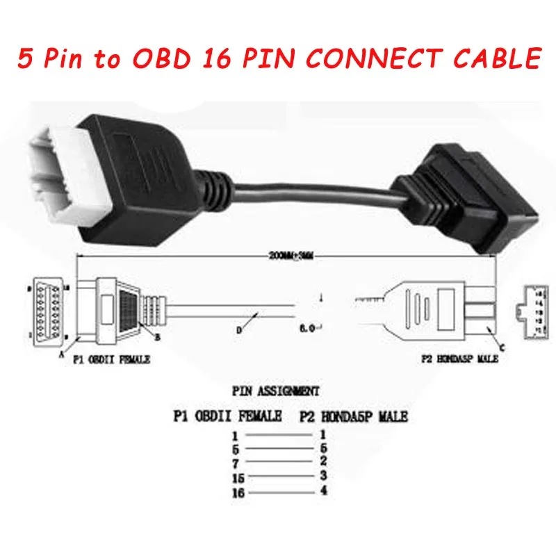 ELM327 для Honda 3 Pin / 5 к 16 OBD2 автомобильный диагностический адаптер штекер/гнездо