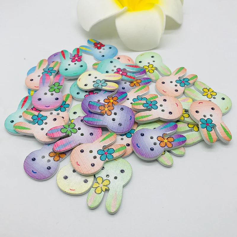 100 шт 20x15 мм смешанные животные кролик деревянные кнопки для Одежда ручной работы