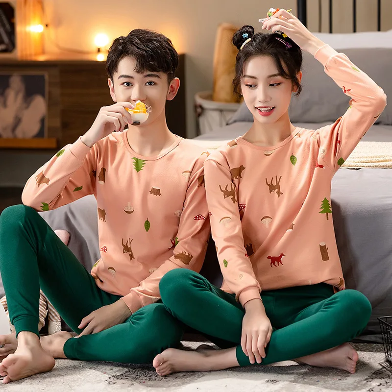 Children's Pajama Set Winter Boy aClothes Long Sleeve Cotton Sleepwear Teens Pyjamas Kids Clothes Suit for Teenager 12 14 16 18Y | Детская