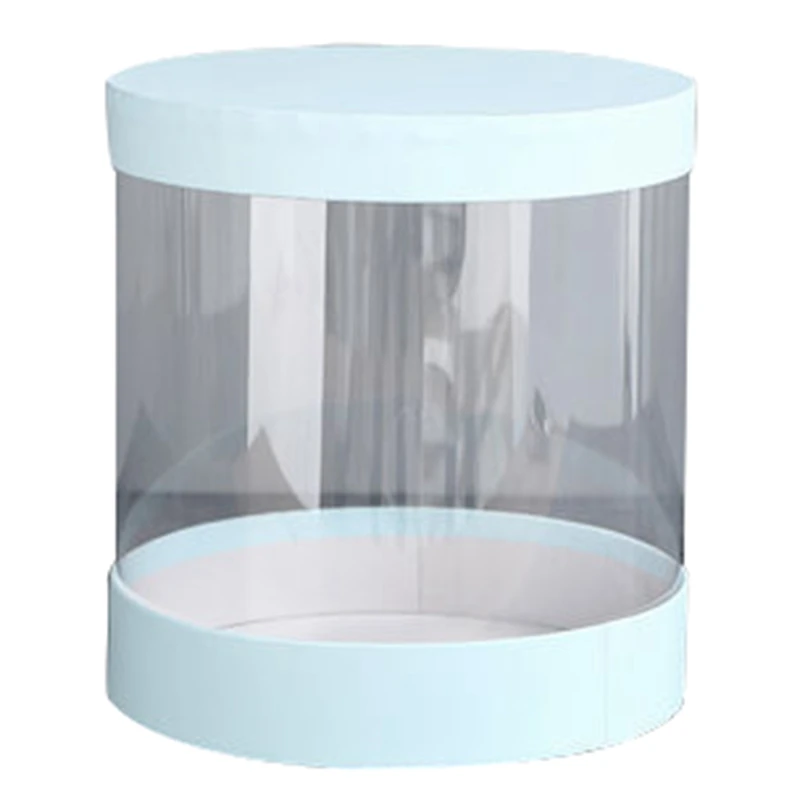 Round Flower Paper Boxes Flowers Bucket Transparent PVC Cake Gift Box Ladies Presents Packing Case Lid Party | Дом и сад