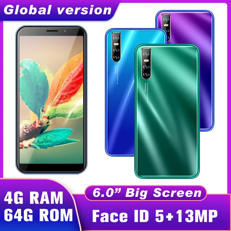 

Quad core M11 Face ID unlocked smartphones 6.0inch 4GB RAM 64GB ROM 5MP+13MP Global mobile phone Wifi android cheap celulares 3G