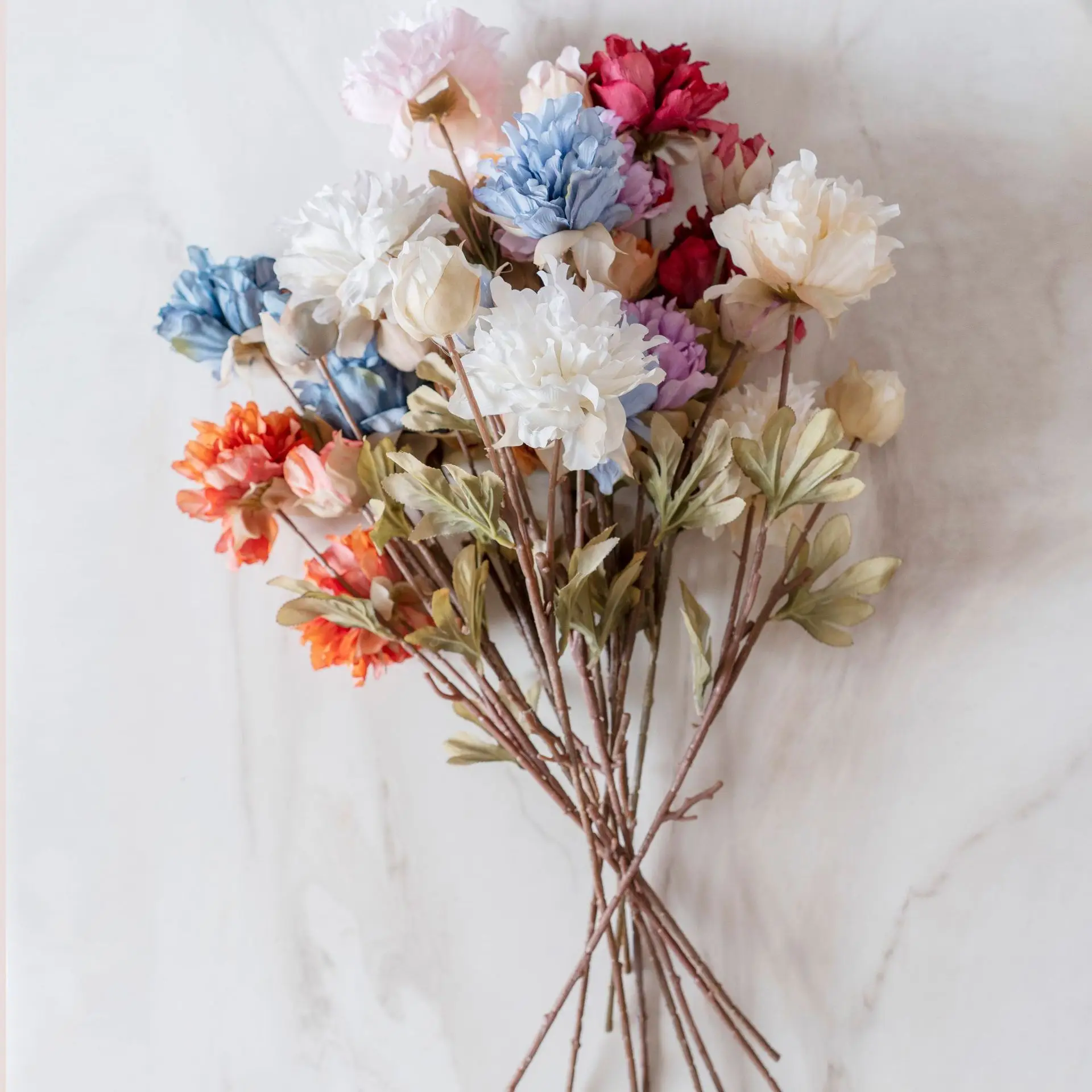 

3 heads peony artificial silk flowers for wedding party home decor flower arrangement material