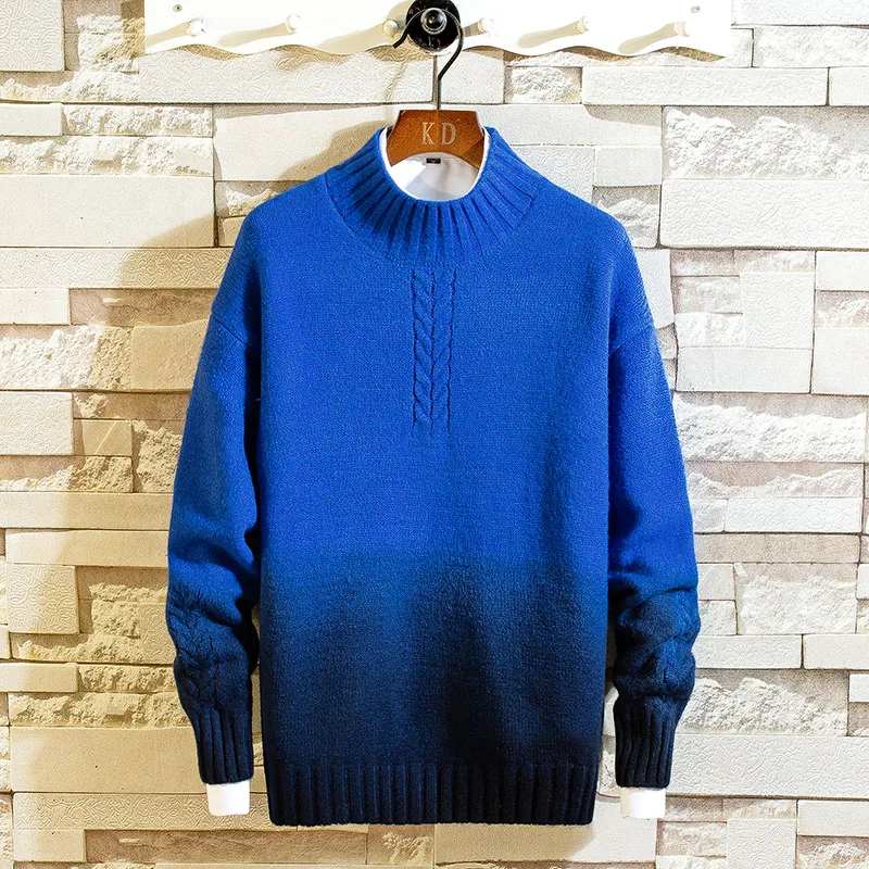 Мужской трикотажный пуловер с круглым вырезом в стиле пэчворк | Мужская одежда