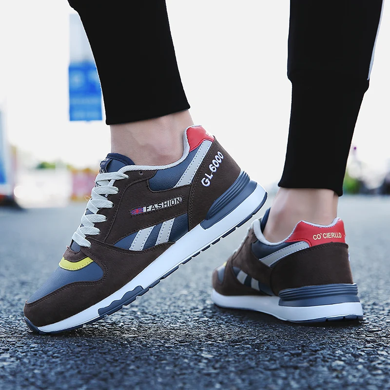 New Trend Trainers Running Shoes Men Retro Leather Casual Sneakers Outdoor Athletic Shoes For Men Streetwear Mens Gym Shoes