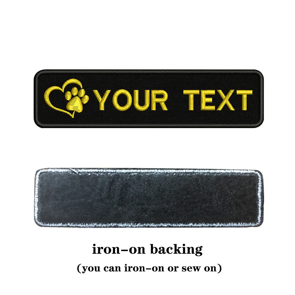 yellow-iron on Вышивка на заказ собака отпечаток имя заплатка с текстом 10 см* 2,5 см значок Утюг на или липучке Подложка для одежды брюки рюкзак шляпа - Цвет: yellow-iron on