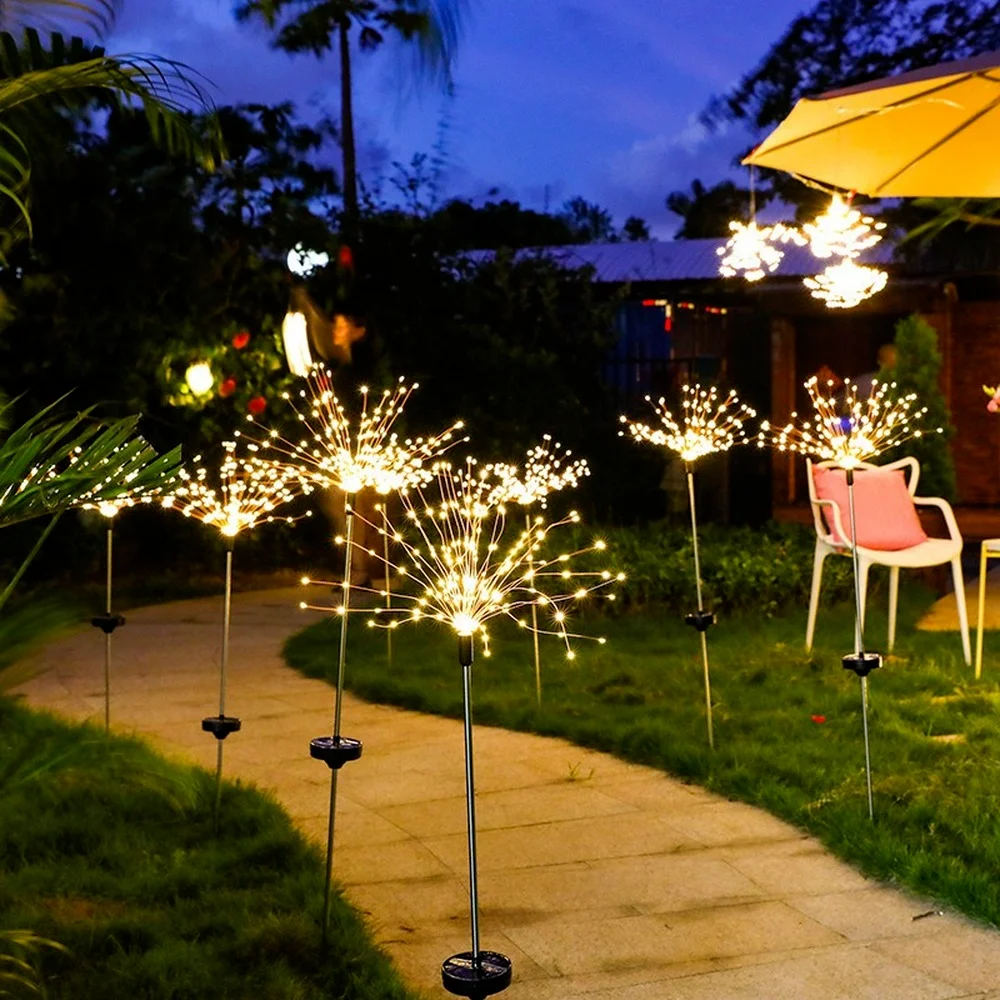 

Solar Powered Outdoor Grass Globe Dandelion Fireworks Lamp 90/120/150 LED for Garden Lawn Landscape Lamp Holiday Light