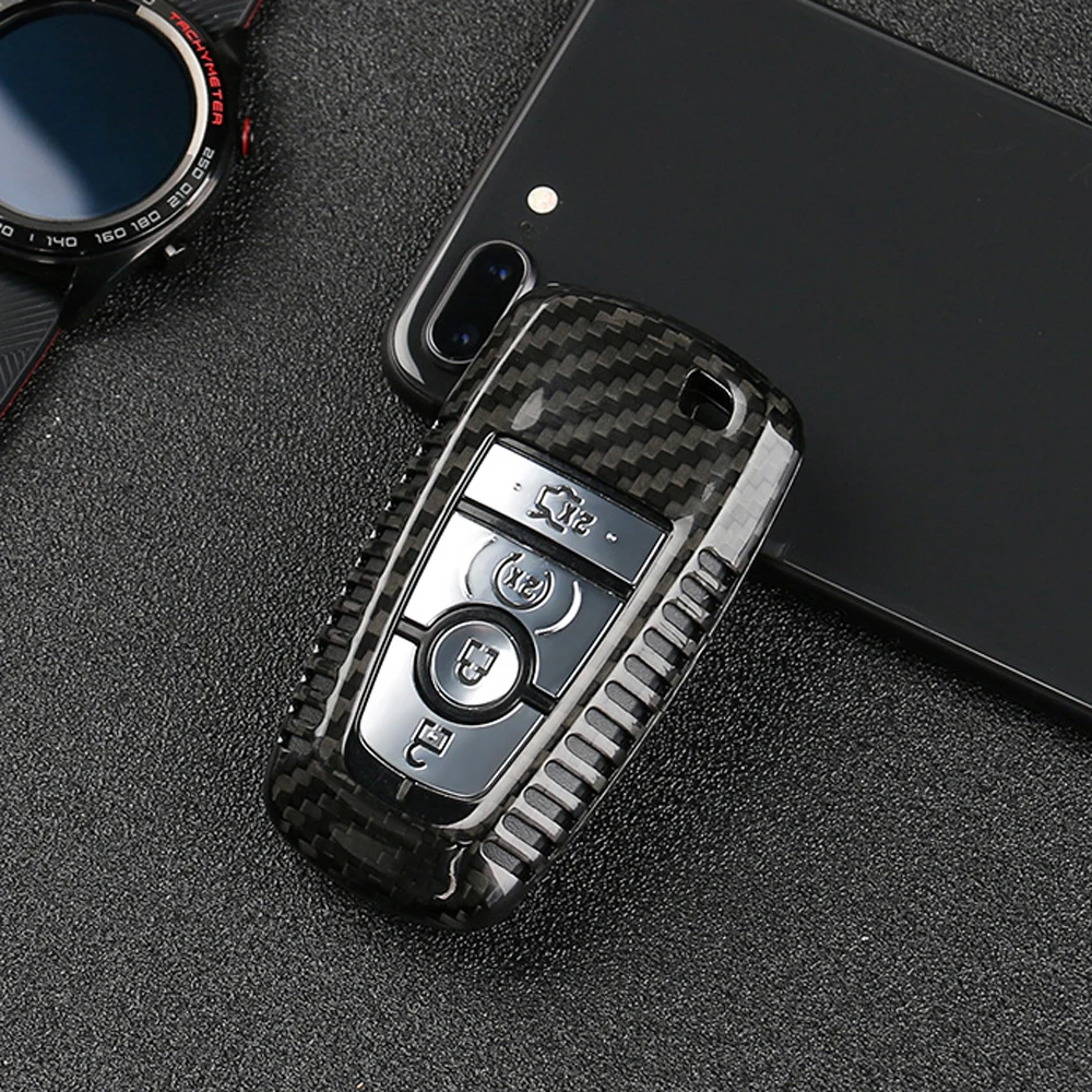 Чехол из настоящего углеродного волокна с дистанционным брелоком для 2018 2020 Ford