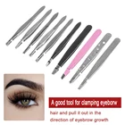 10 шт.партия Нержавеющаясталь для бровей Пинцет из нержавеющей стали волосы Pluckers зажим для бровей Триммер для наращивания ресниц клип Макияж Красота инструменты