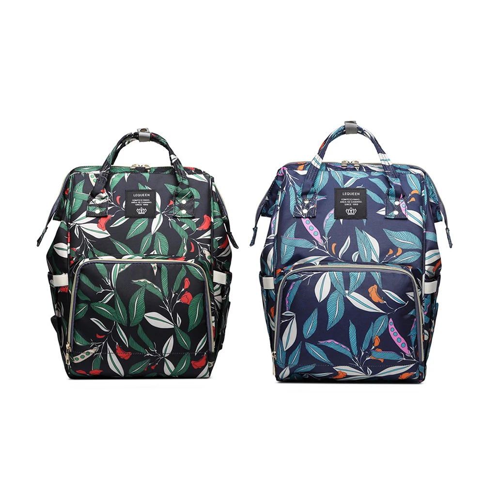 

Модная водонепроницаемая сумка из ПУ кожи с принтом для мамы, вместительная сумка для ухода за ребенком, переносная уличная сумка для ухода ...