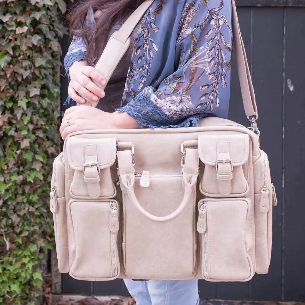 

Women's PU Leather Shoulder Bag Large Capacity Backpack Multifunctional Handbag Multi-pocket Crossbody Bags Cosmetics Storage