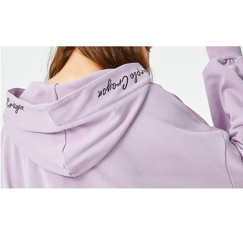 

WTEMPO 2020 Autumn Winter Plus Velvet Purple Sweater Korean Hooded Top Loose Large Size Solid Color Casual Sweatshirt