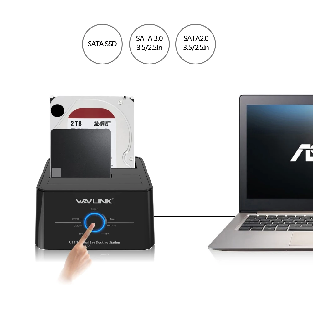Док станция для жесткого диска с двумя отсеками SATA USB 3 0 корпус внешнего 2 5/3 5 дюйма