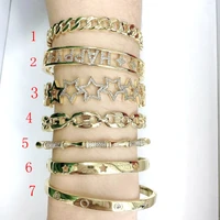 5pcs hot fashion gold plating cz bangle letter star shaped bangle bracelet women men jewelry