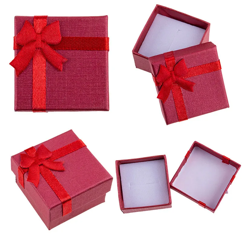 

Fashion Jewelry Box 4*4cm Small Square Jewelry Storage Rings Earrings Display Paper Box Freeshipping