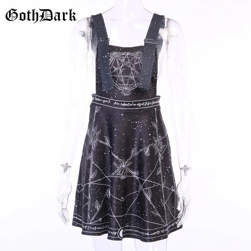 

Goth Dark Gothic Punk Women A-line Dresses 2021 Black 90s Vintage Print Grunge High Waist Mini Dress Backless Y2K Club Sundress