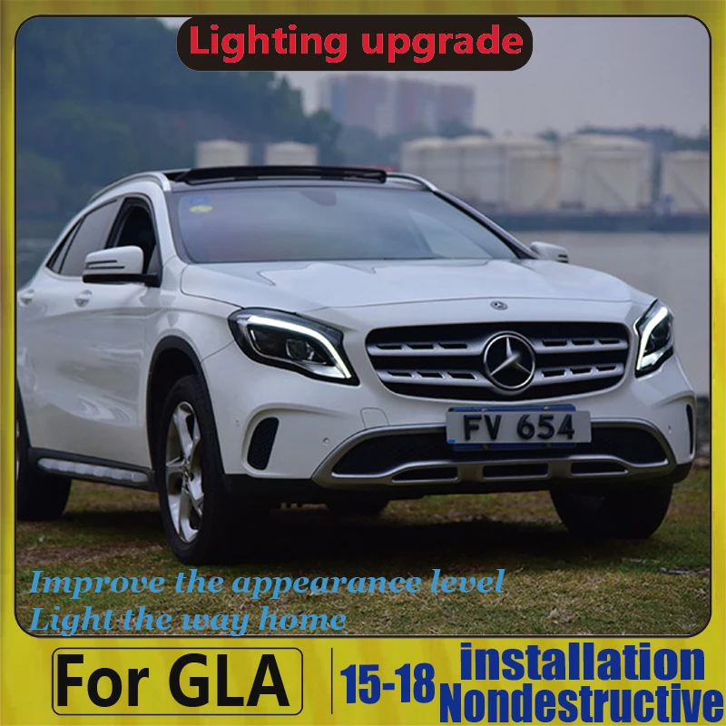Car Styling Head Lamp For Mercedes- Benz GLA 200 220 260 2015 2016 2018 Headlights ALL LED Headlight Daytime Running Light DRL | Автомобили