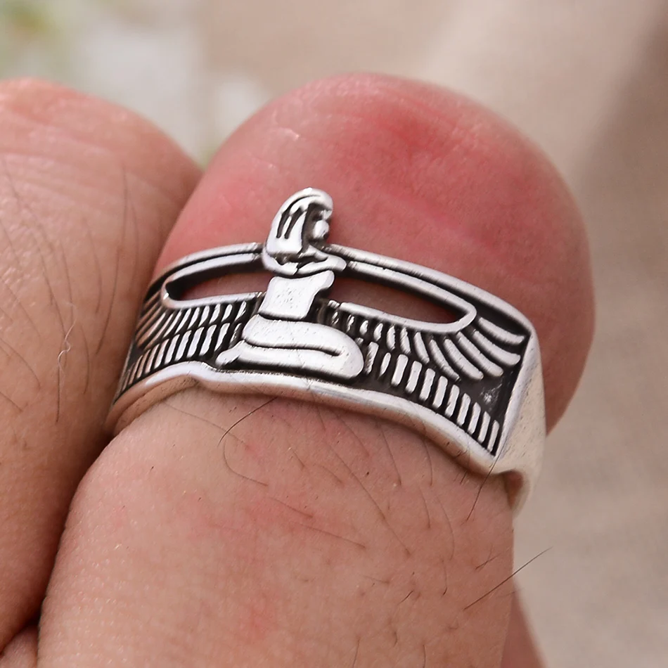 Элегантные кольца Египетской королевы из тайского серебра для женщин - подарки на Хэллоуин, аксессуары для рук, ювелирные изделия, не выцветают.