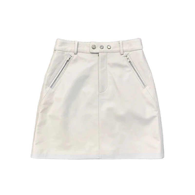 

Women's Leather Mini Skirt Korean Fashion Genuine Sheepskin Skirts 2021 Short y2k Skirt TF8296