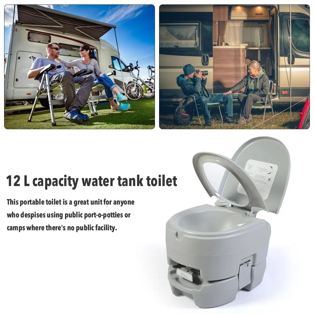 

Portable Toilet Push-button Comfortable Flush Toilet Commode Potty Toilet Potty For Travel Camping Hiking Trip Outdoor Dropship