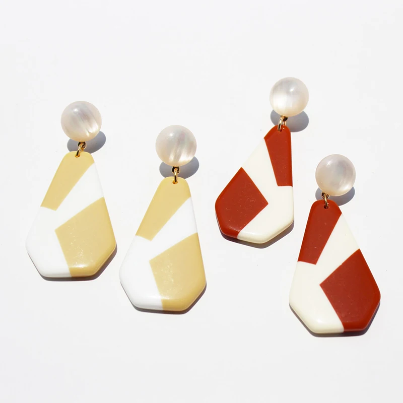 

Mixed Color New Design Geometric Statement Acrylic Dangle Drop Earrings Fashion Trend Women Ladies Earring Jewelry Accessories