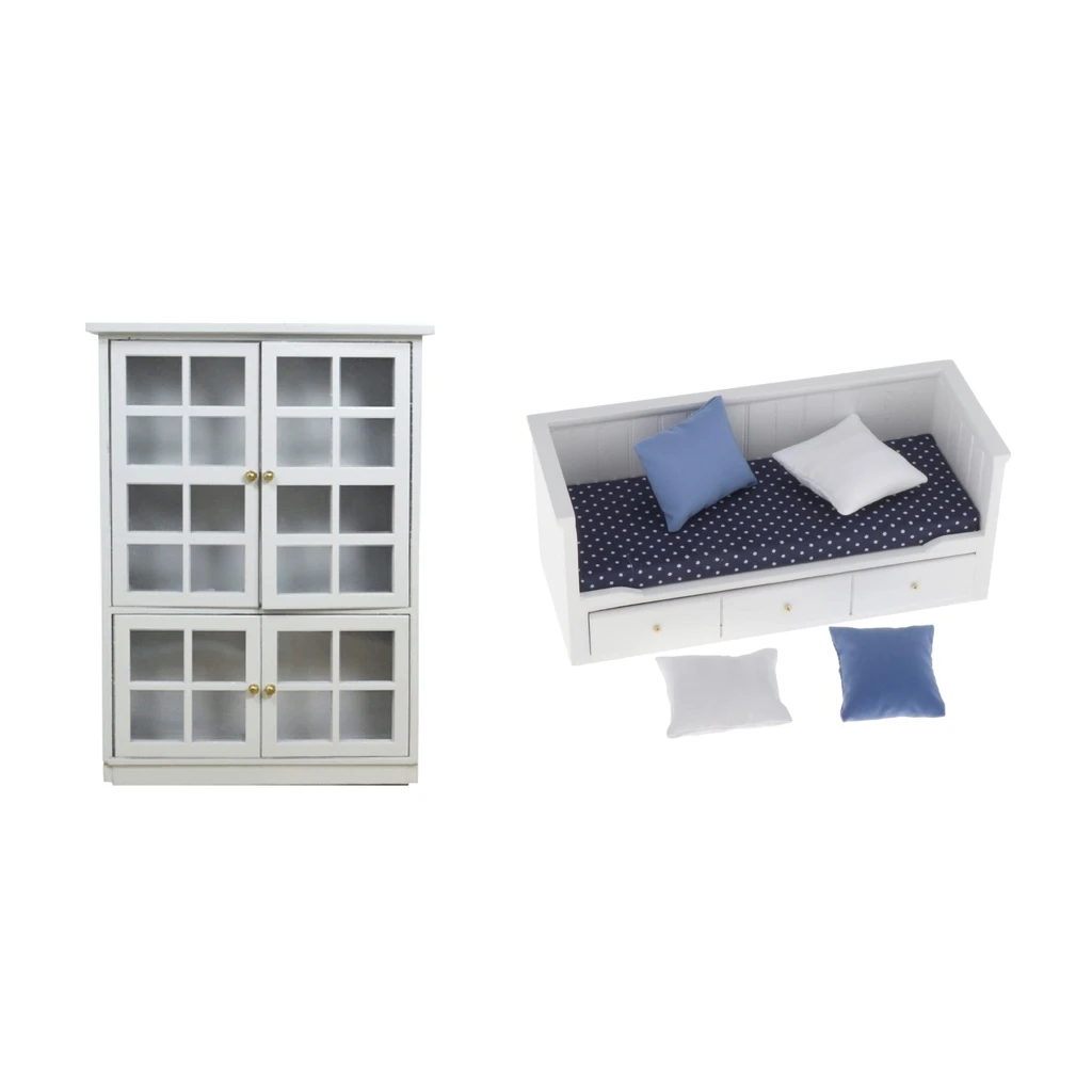 

1:12 Dollhouse Mini Cupboard w/ Couch Simulation Model Room Supplies Scenery
