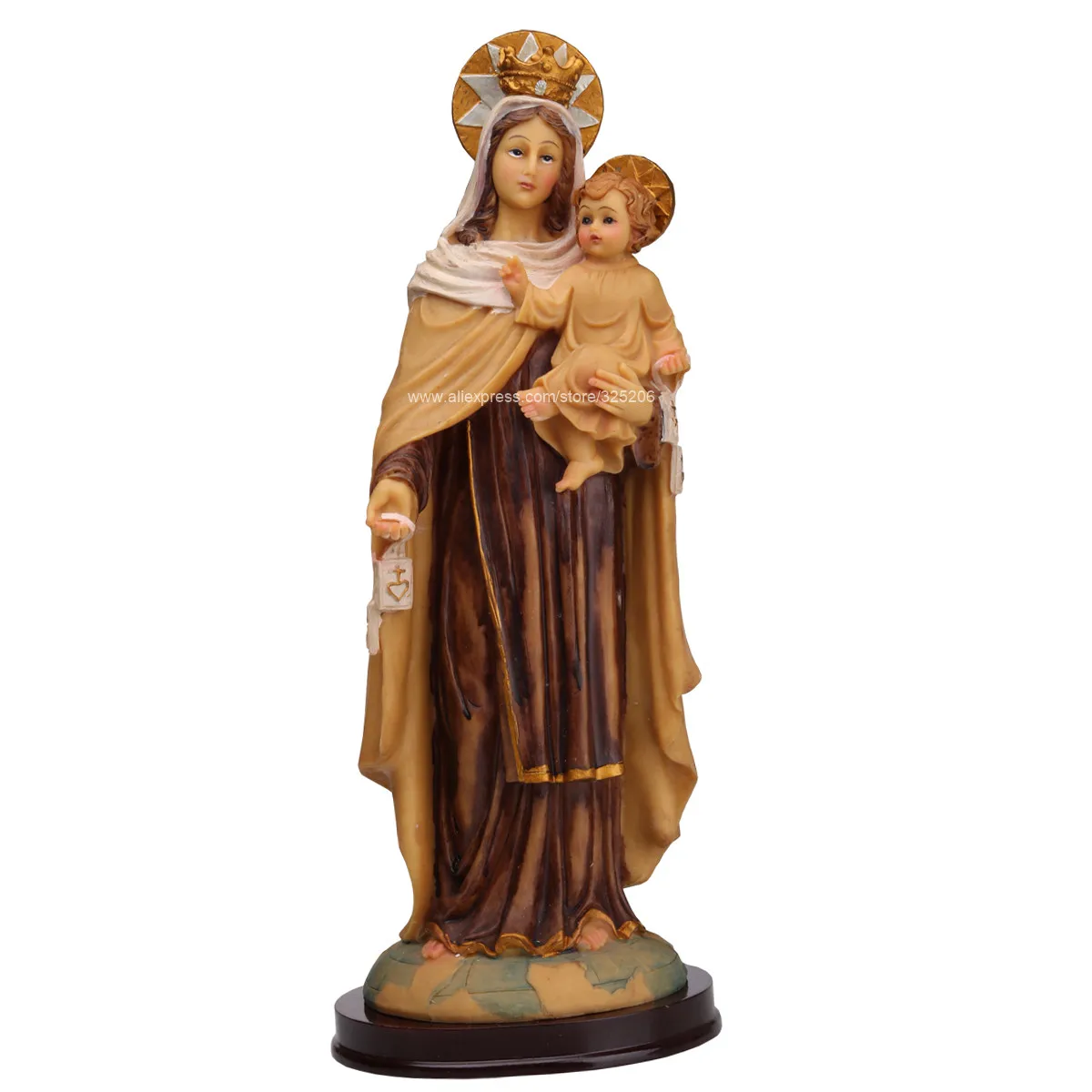 Our Lady of Mount Carmel Virgin Mary & Child Statue Sculpture Holy Figurine for Home Catholic Decorative Ornament 32cm 12.6inch