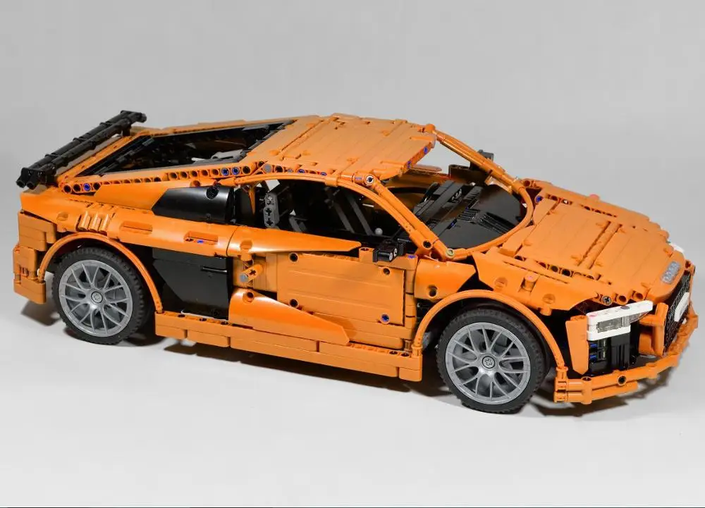 without motor part Новинка техника серии Audi по форме спортивного автомобиля R8 Technic MOC 4463 модели наборы строительных блоков Кирпичи diy игрушки подарок - Цвет: without motor part