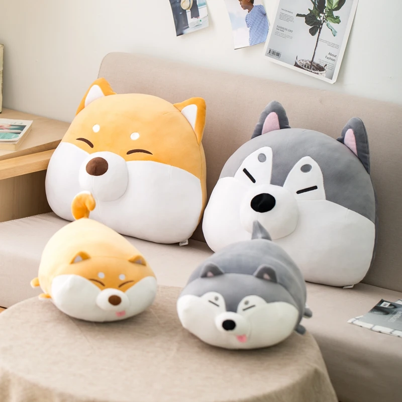 

Hot Arrival Huggable Cute Shiba Inu Dog Plush Toys kawaii Husky Nap Pillow Cushion Stuffed Soft Animal Dolls Children Baby Gift
