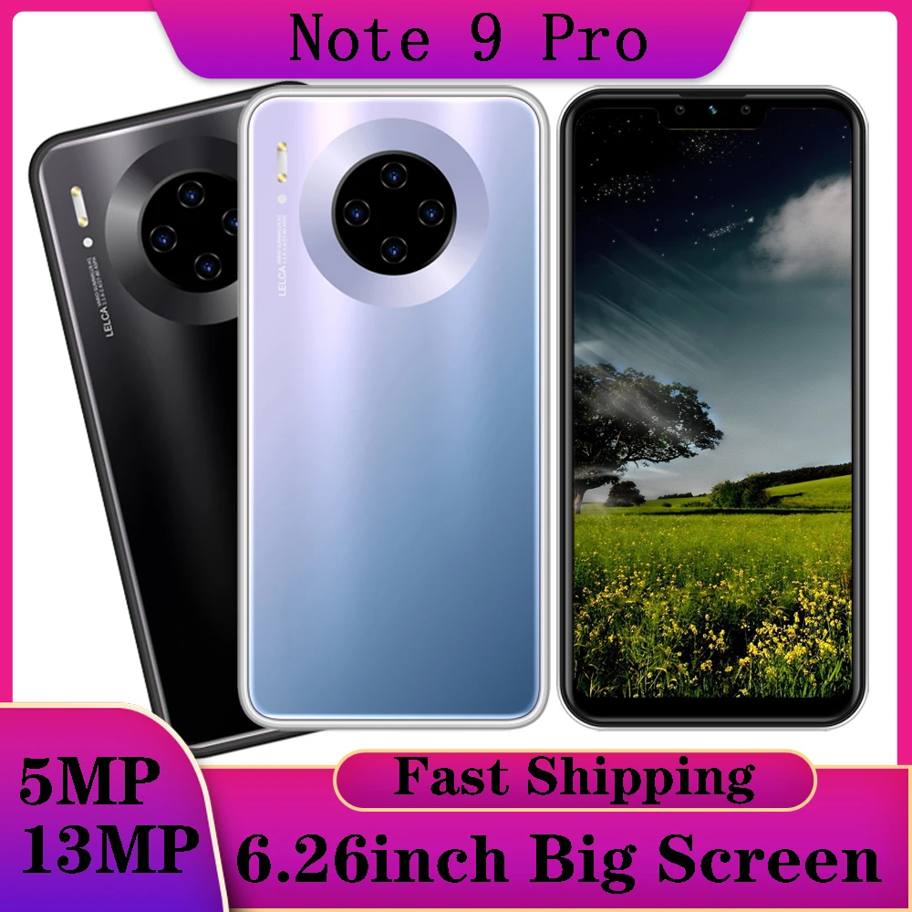 Note 9 Pro смартфоны с четырехъядерным процессором 4 Гб ОЗУ 64 ПЗУ 13 МП мобильные