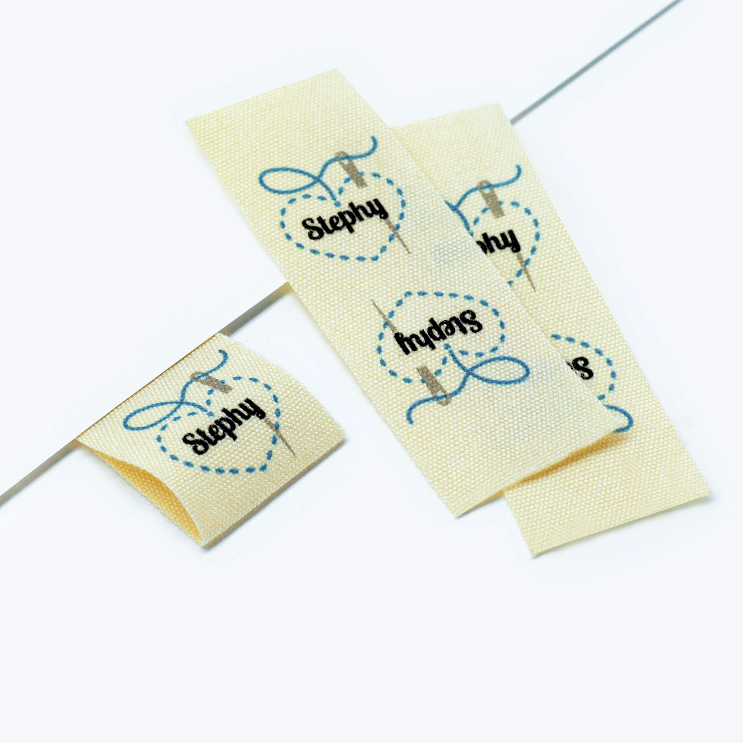 

Beige Custom Sewing label, Logo or Text - fold Tags, Personalized Brand , Printing Labels, sew on label (FR065