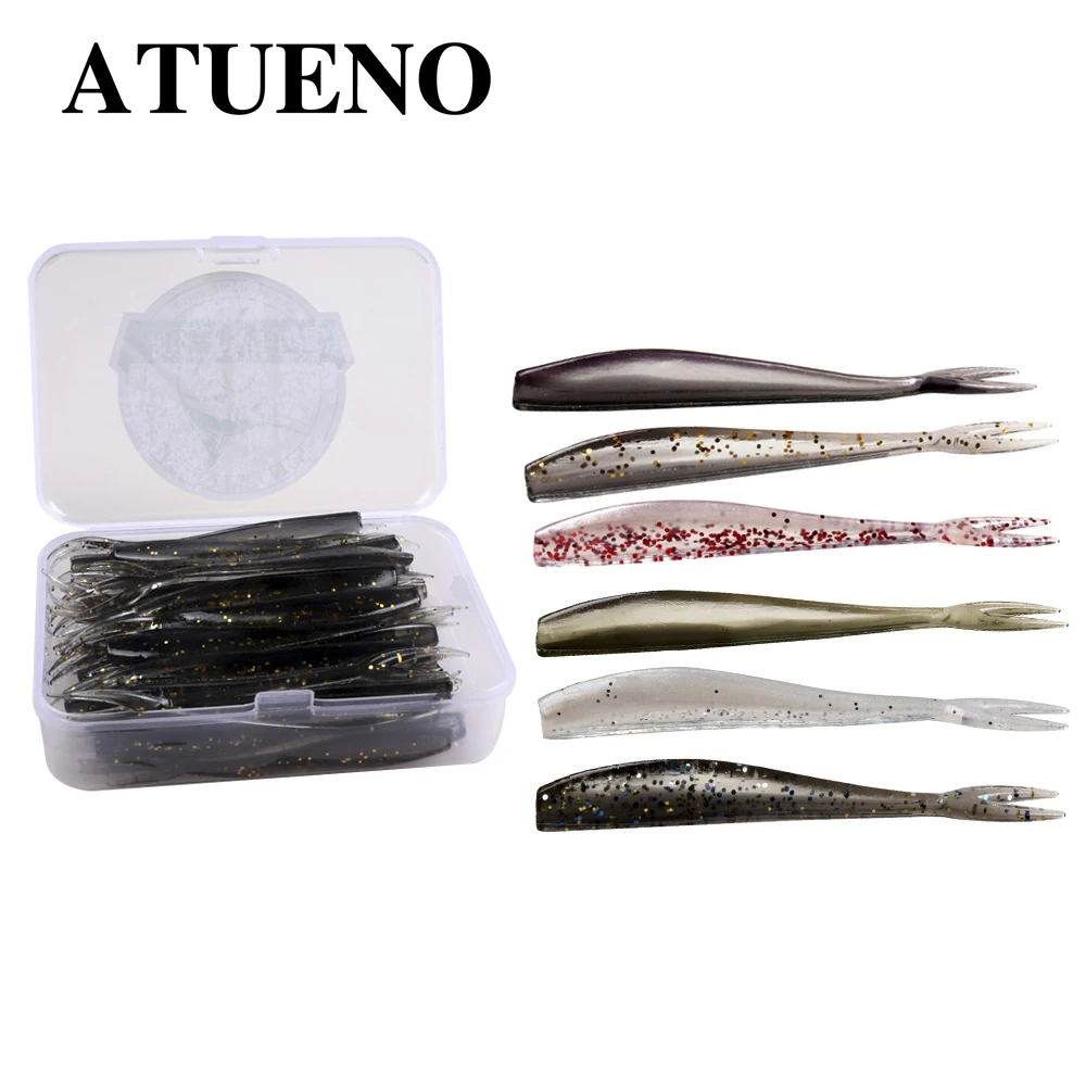 

ATUENO 50pcs Soft Lure Wobbler Fishing Lures baits 70mm 1.2g Jig Swimbait Isca Artificial for Trout Pike Bass shad fish