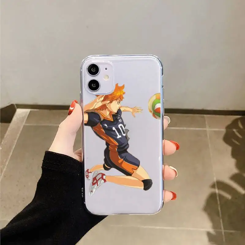 

Haikyuu Hinata attacks Anime Phone Case Transparent for iPhone 11 12 mini pro XS MAX 8 7 6 6S Plus X 5S SE 2020 XR
