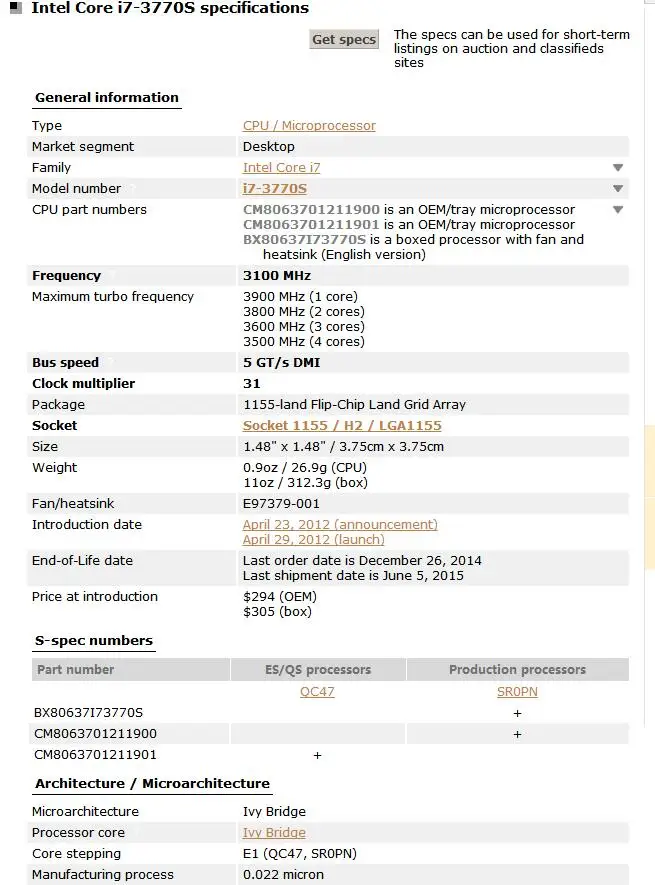 Процессор Intel Core i7-3770S i7 3770S cpu 3,1 GHz 65W LGA 1155 PC Настольный компьютер четырехъядерный процессор протестированный рабочий