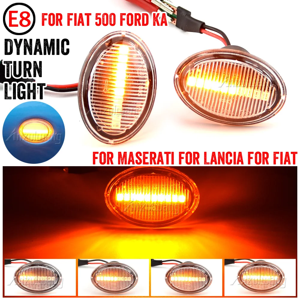 

1Pair LED Dynamic Side Marker Turn Signal Light Sequential Lamp For Fiat 500 Ford KA Lancia Lybra Ypsilon Alfa 4C For Maserati