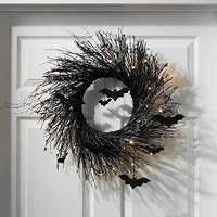 halloween black bat loop decoration glowing wallet hanging shining door hanging bow pumpkin bat decoration wreath pendant
