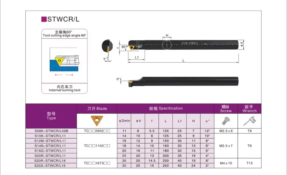 

BEYOND STWCR S20R-STWCR16 S25S-STWCR16 S16Q-STWCR16 S32T-STWCR16 STWCL16 use TCMT Tunring Tools Holder Lathe Cutter Boring Bar