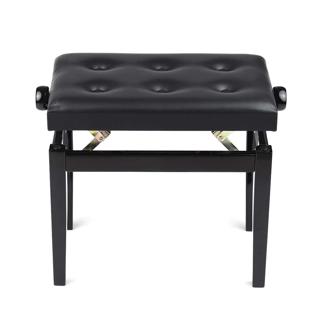 HY-PJ009 Black Wooden Piano Bench Stool Adjustable Height Soft Cushion Padded Keyboard Instrument |